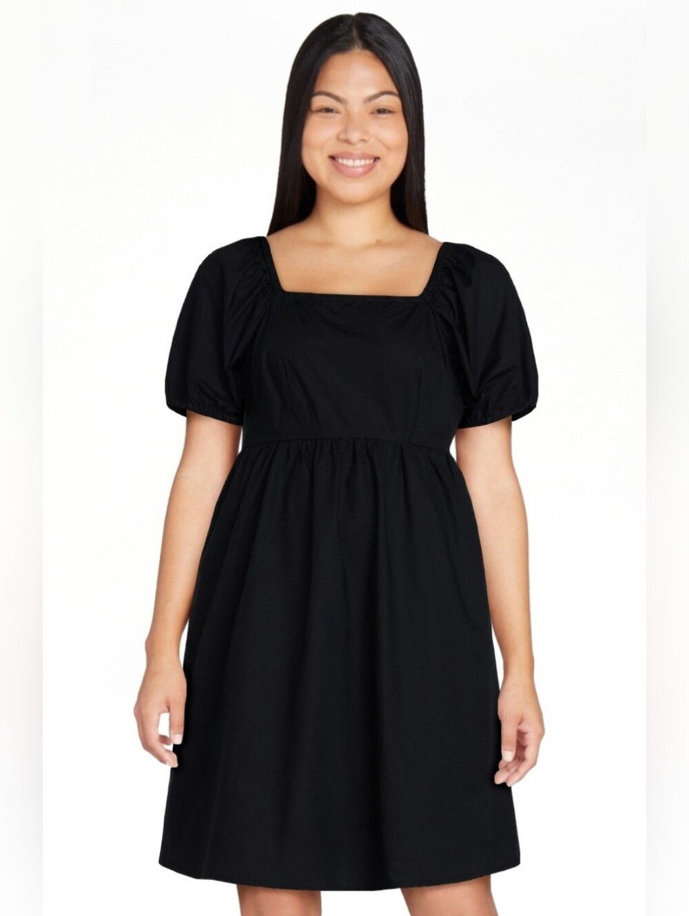 Time And Tru Black Soot Poof Sleeve Mini Dress Sz Small